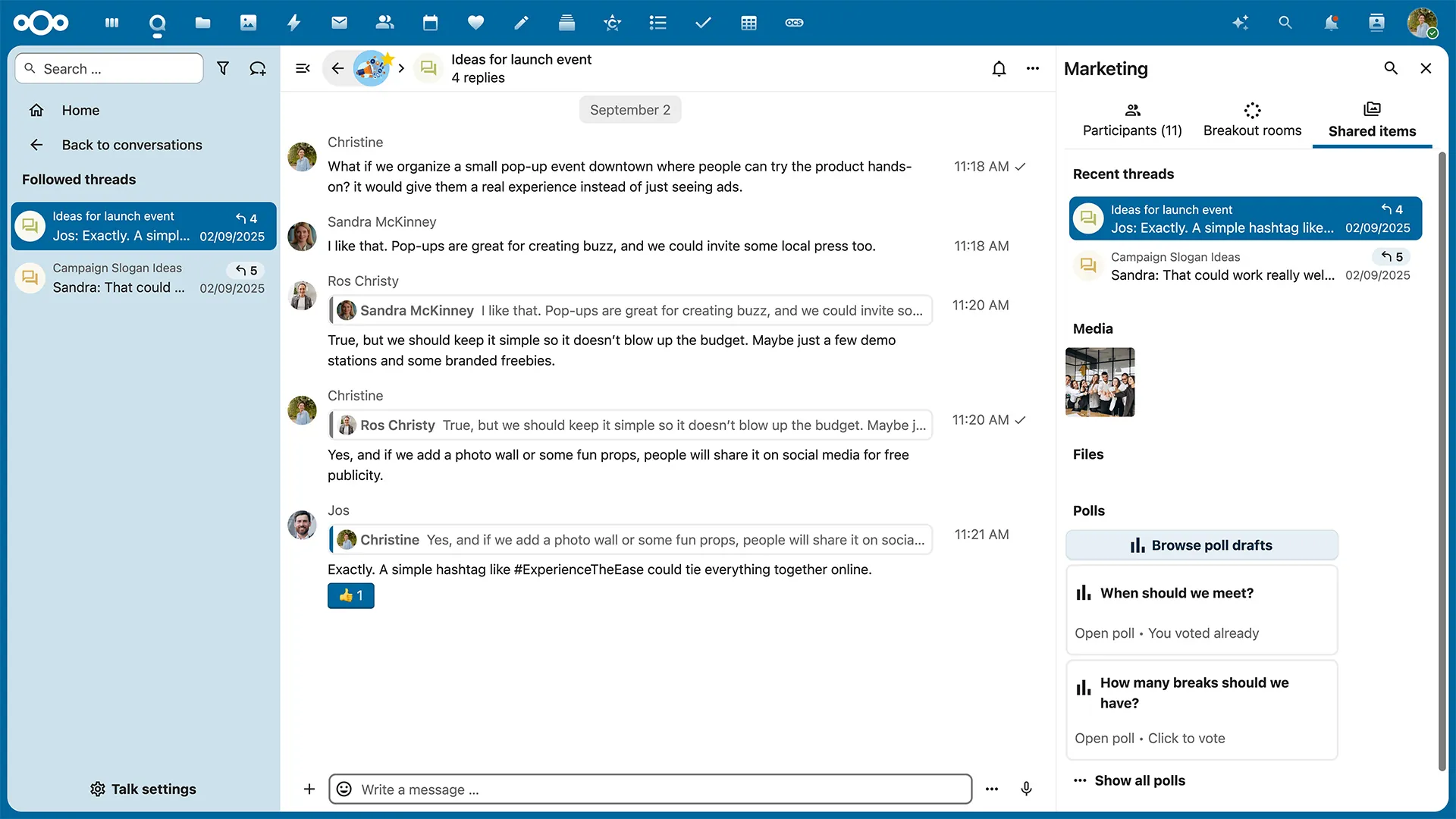 Интерфейс тредов в UzCloud Hub